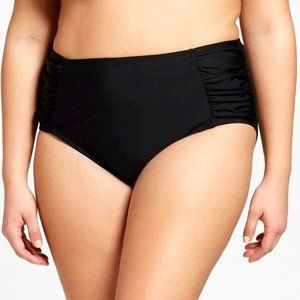 CATALINA PLUS 3X 22 24 Black Tummy Control SWIM Bottoms Ruched Sides NWT